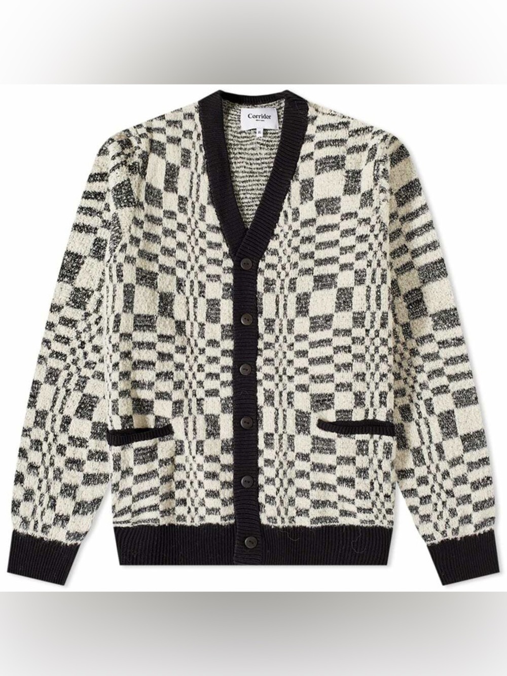 Corridor Men’s Optic Alpaca Cardigan in Black Size Medium